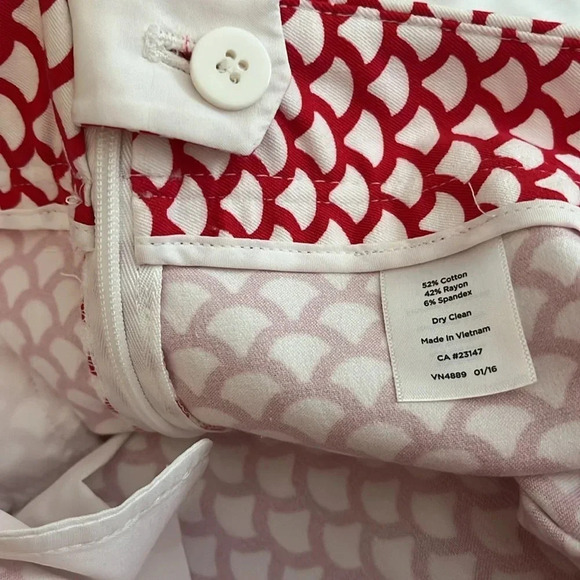 Talbots | Chatham red & white scallop geo crop pants Women’s size 8P 8 petite - Picture 8 of 9